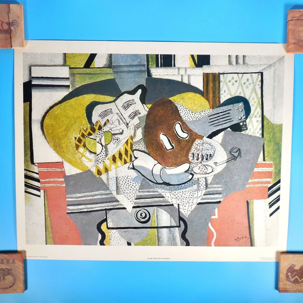 VTG 1957 Georges Braque Litho Cubism Art Print Abstract Still Life